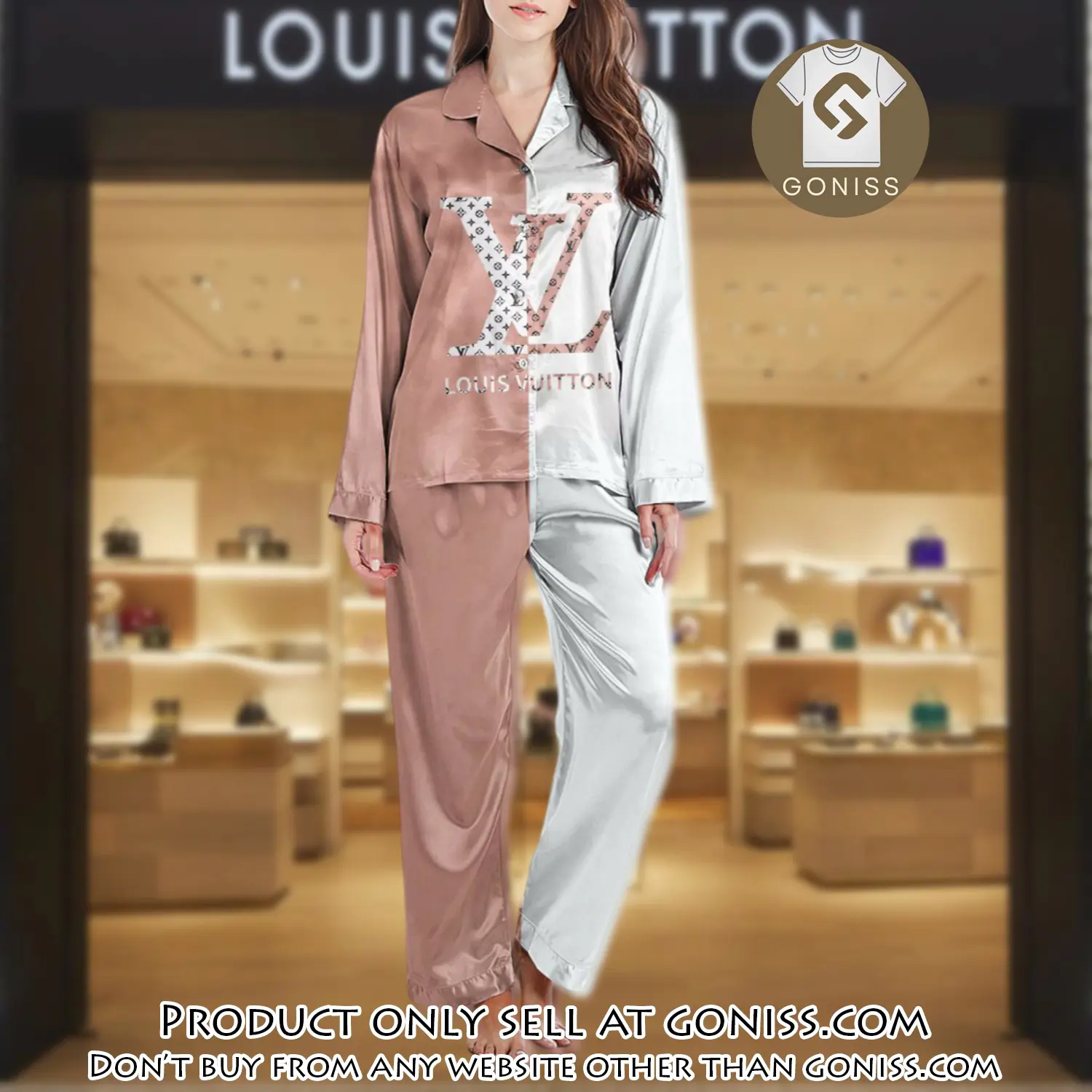 Lv monogram long satin pajama set pjs1024 gn1215937
